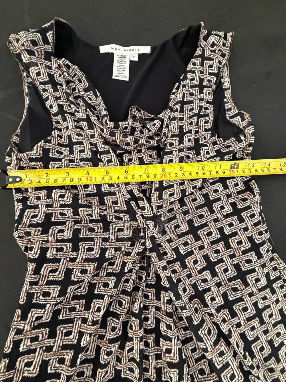 Max Studio Black and Cream Geometric Mini Dress